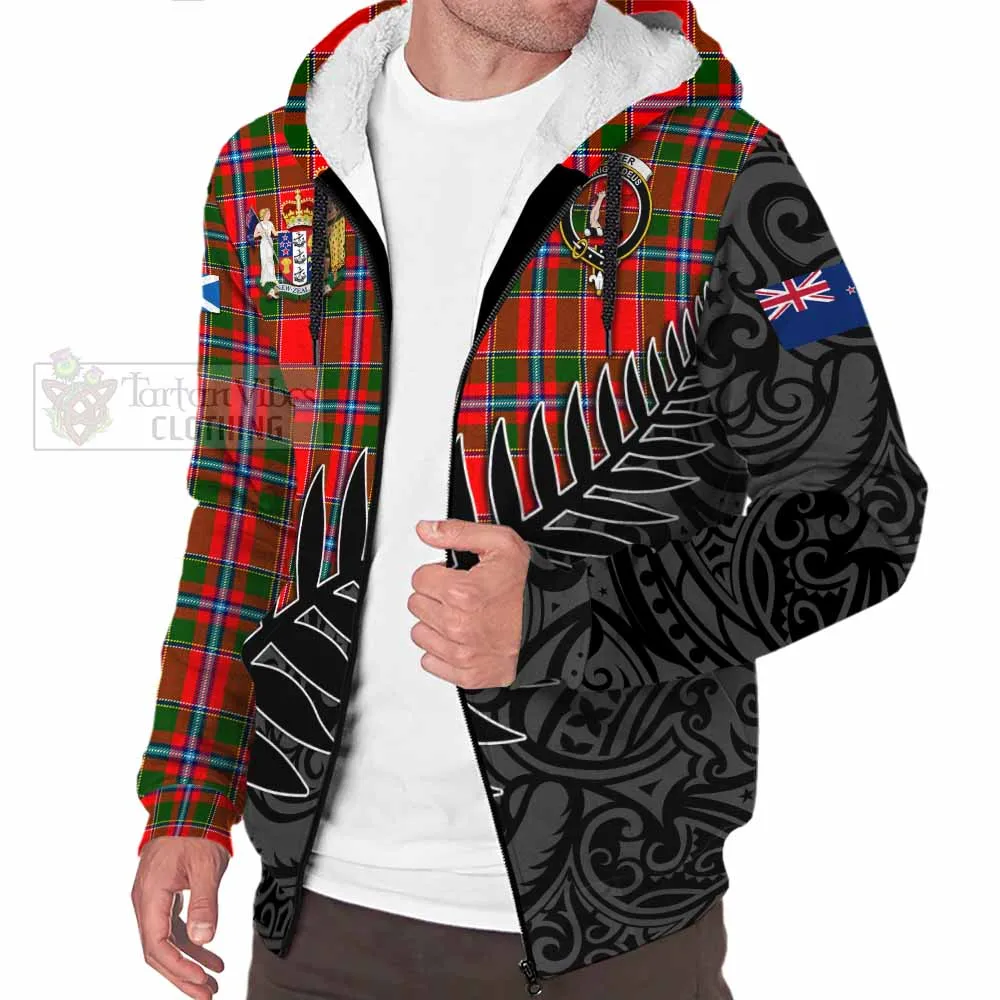 Butter Crest Tartan Sherpa Hoodie with New Zealand Silver Fern Half Style