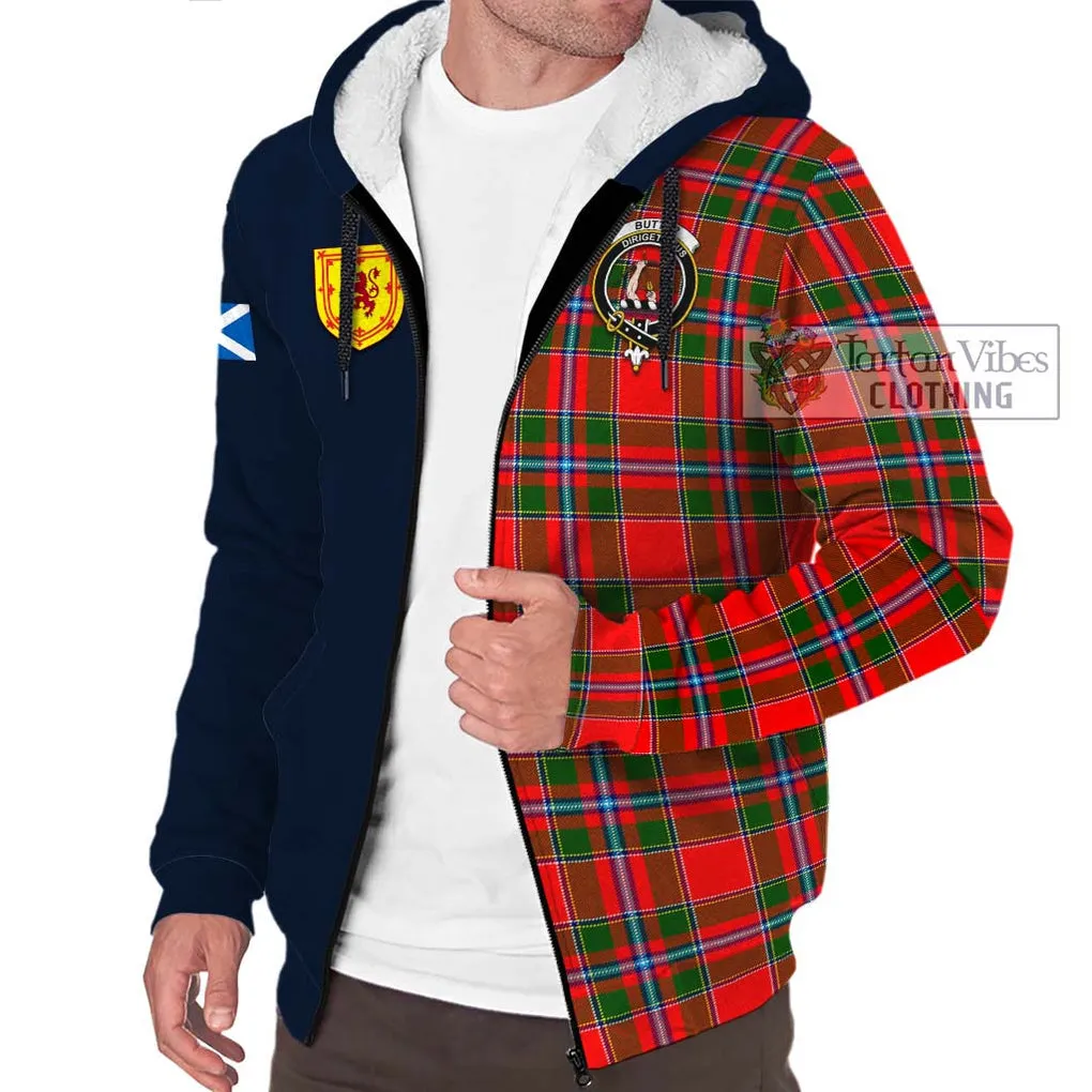 Butter Tartan Sherpa Hoodie Alba with Scottish Lion Royal Arm Half Style