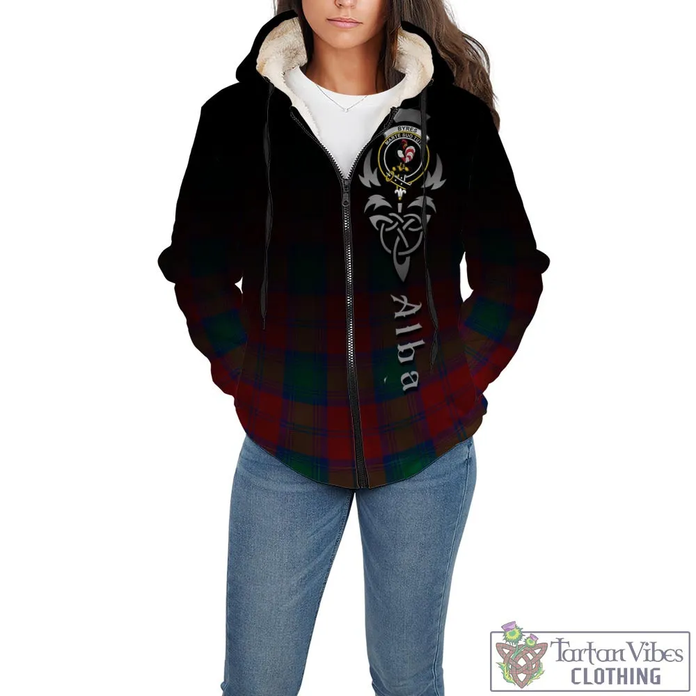 Byres (Byses) Tartan Sherpa Hoodie Featuring Alba Gu Brath Family Crest Celtic Inspired