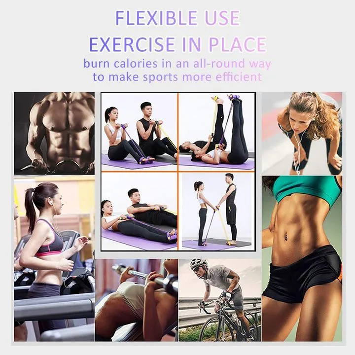 Fit: 4-Tube Pedal Fitness Rope for Woman & Men - Fitness Gum 4 Tube Resistance Bands Latex Pedal Exerciser Sit-up Pull Rope Expander Elastic Bands Yoga equipment Pilates Workout