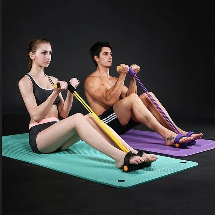 Fit: 4-Tube Pedal Fitness Rope for Woman & Men - Fitness Gum 4 Tube Resistance Bands Latex Pedal Exerciser Sit-up Pull Rope Expander Elastic Bands Yoga equipment Pilates Workout