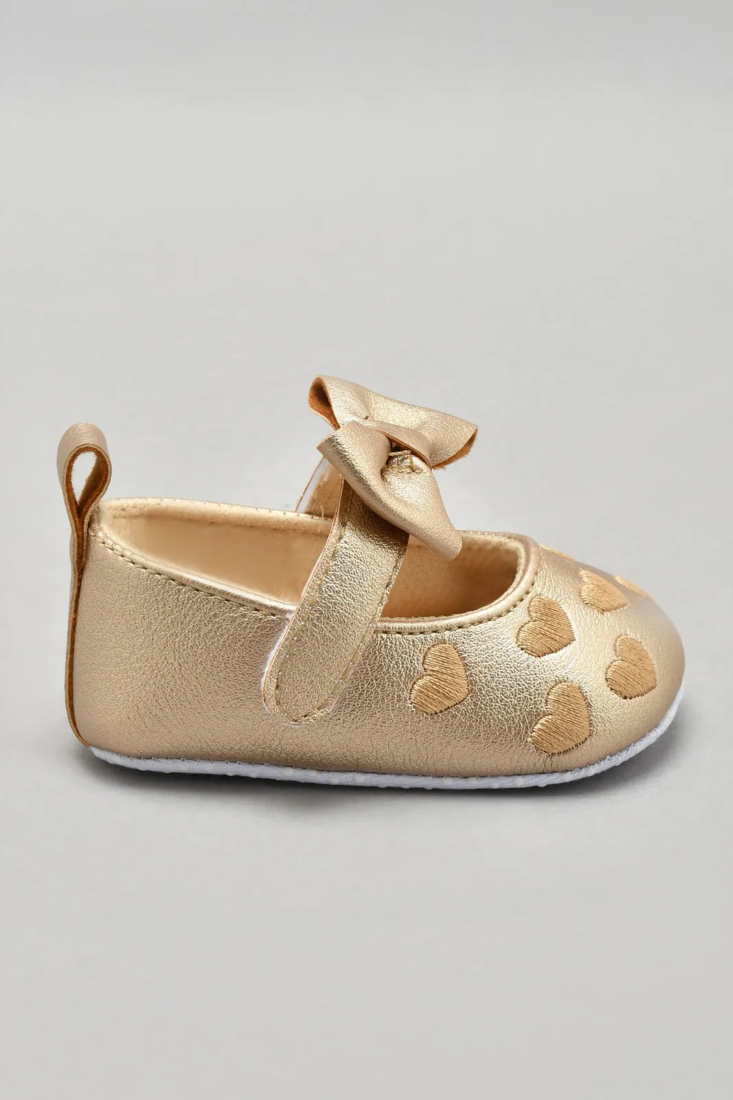 Gold Bow Pram Shoe
