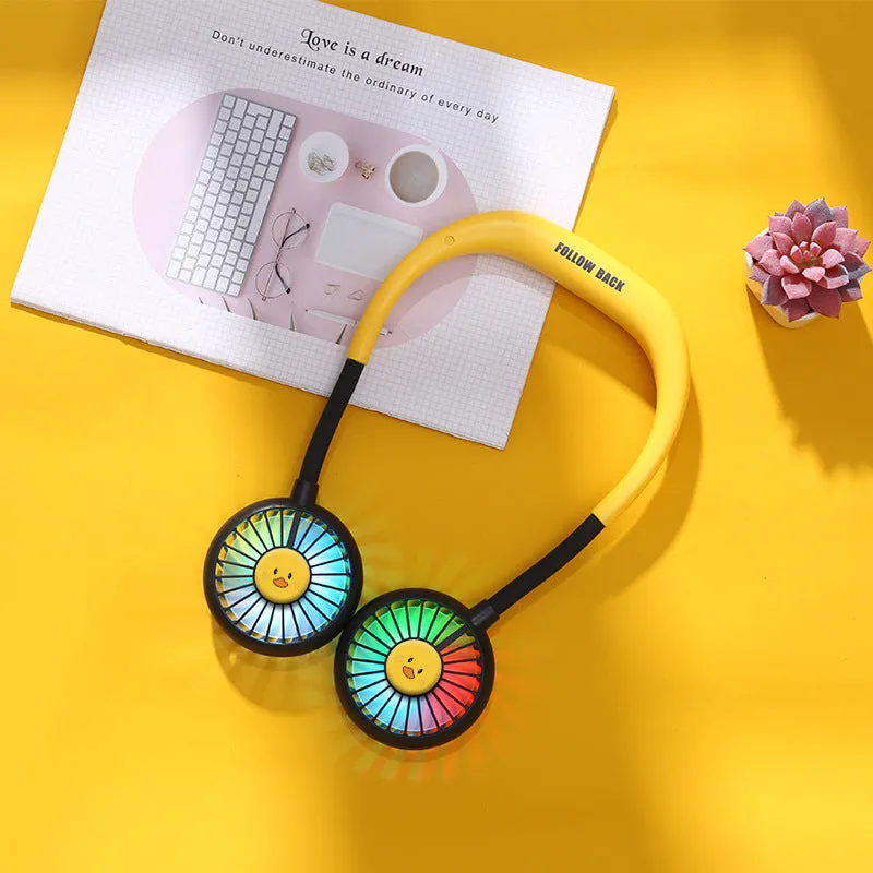 Mini Fan Hanging Neck USB Charging Lazy Portable Travel Sports